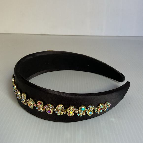 Headband Black Embellished Gold Butterfly Rhinestone Crystal Hair Band NEW main image 7